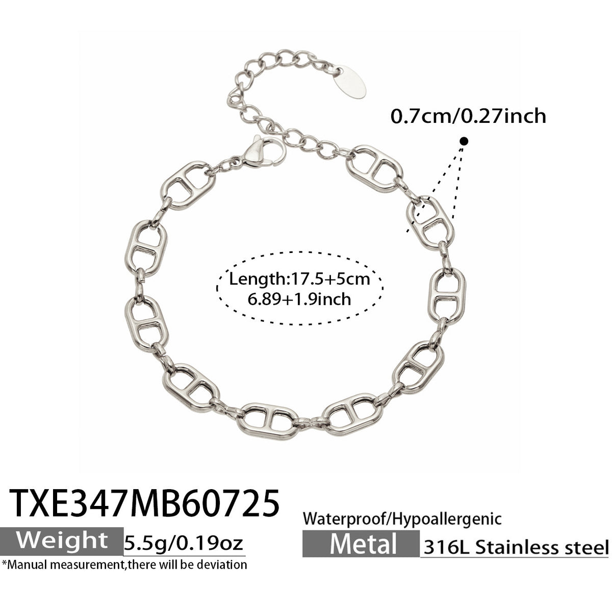 18K Gold-Plated Rectangular Link Necklace or Bracelet