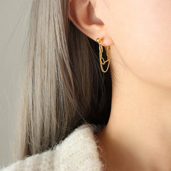 Layered Chain Drop Stud Earrings