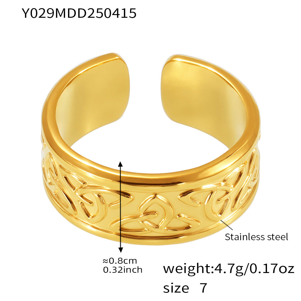 Gold-Tone Textured Stainless Steel Open Rings
