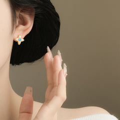 Marielle Vintage-Inspired Turquoise Clover Stud Earrings