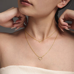 Layered Open Heart Necklace