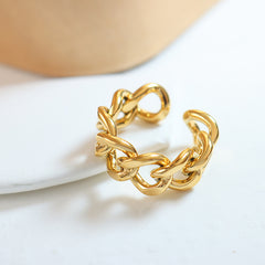 Chunky Interlocking Link Open Ring