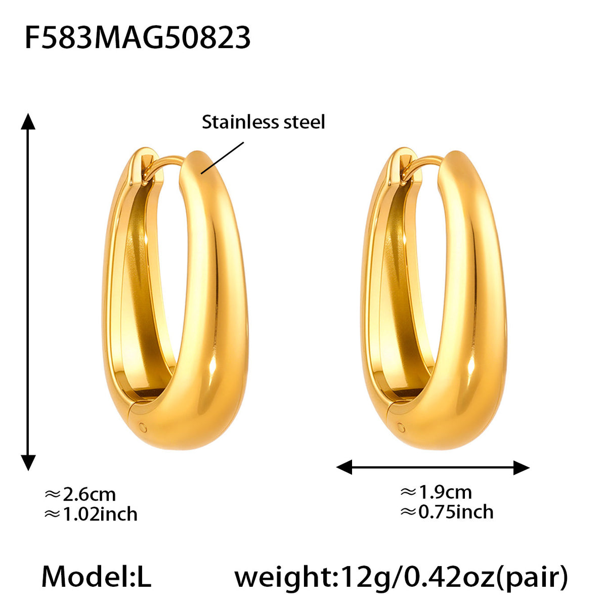 Polished U-Shaped Stainless Steel Hoop Earrings