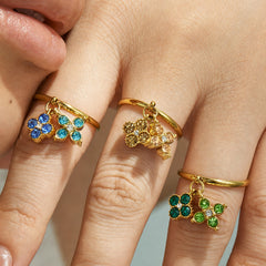 Four-Petal Cubic Zirconia Charm Ring