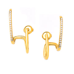 Linear Cubic Zirconia Stainless Steel Earrings