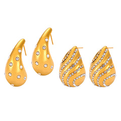 Stone-Accent Teardrop Stud Earrings