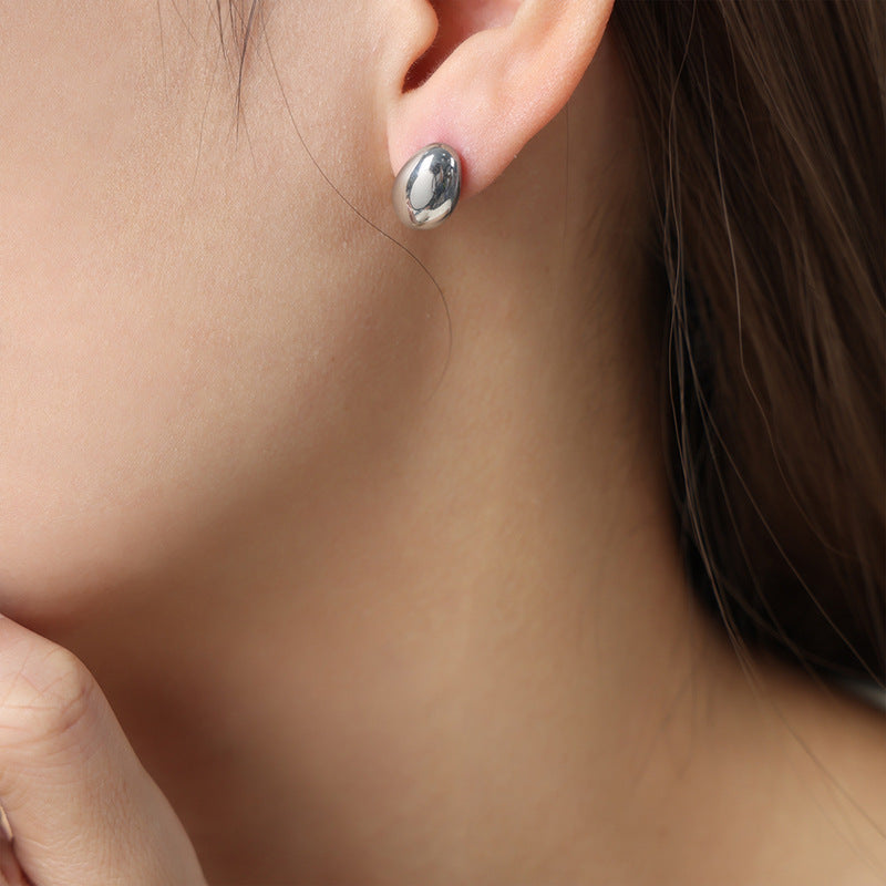 Polished Oval Stud Earrings