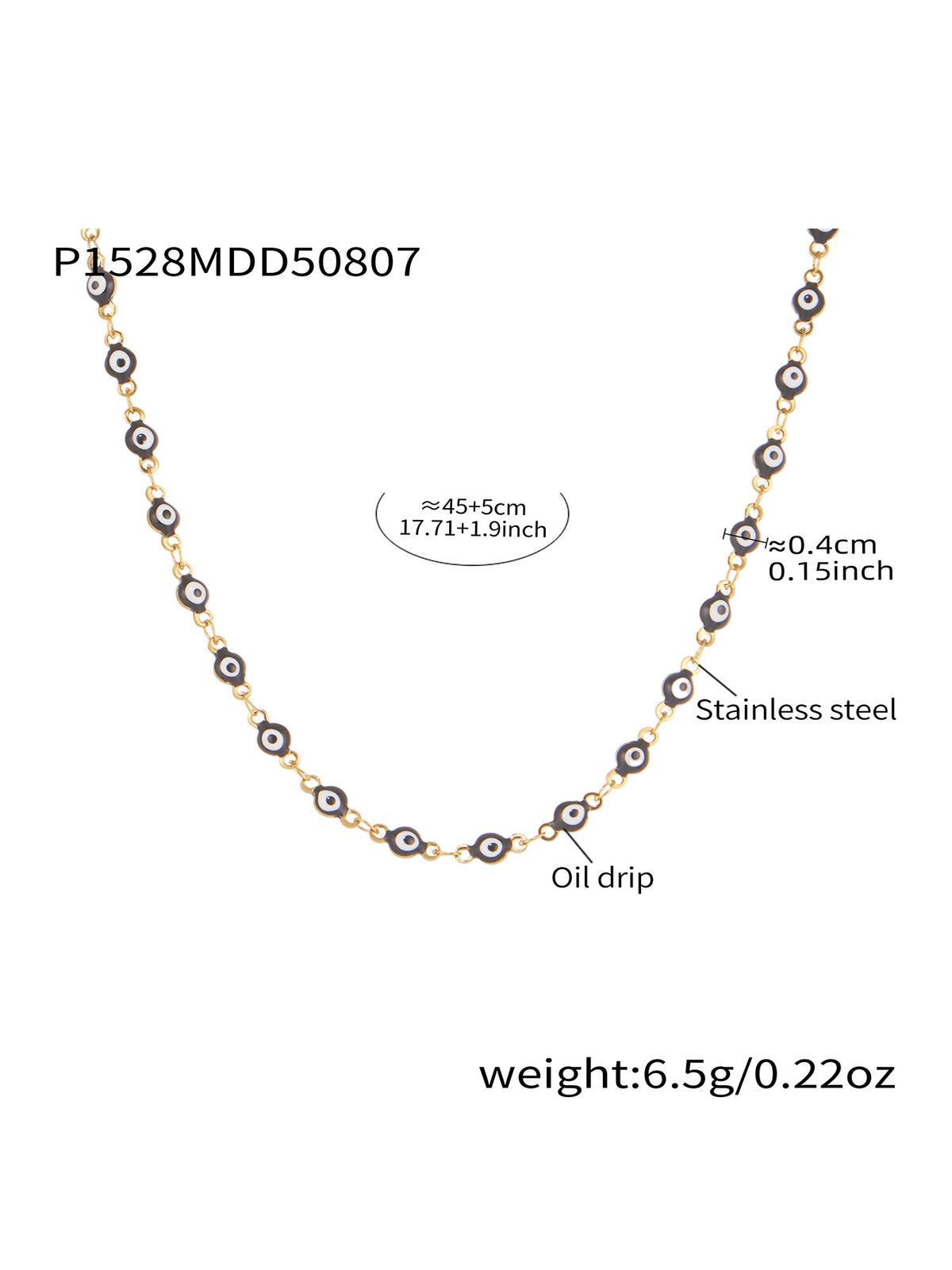 Enamel and Natural Agate Charm Necklace