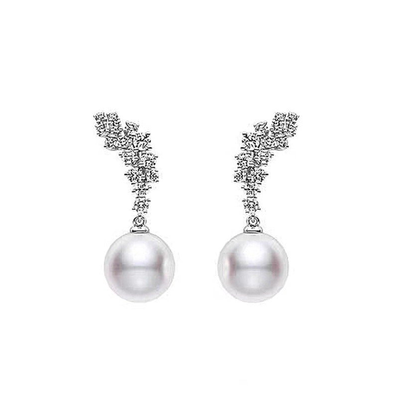Nadine Pearl Pavé Stud Earrings