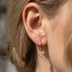 18K Gold-Plated Heart Charm Hoop Earrings