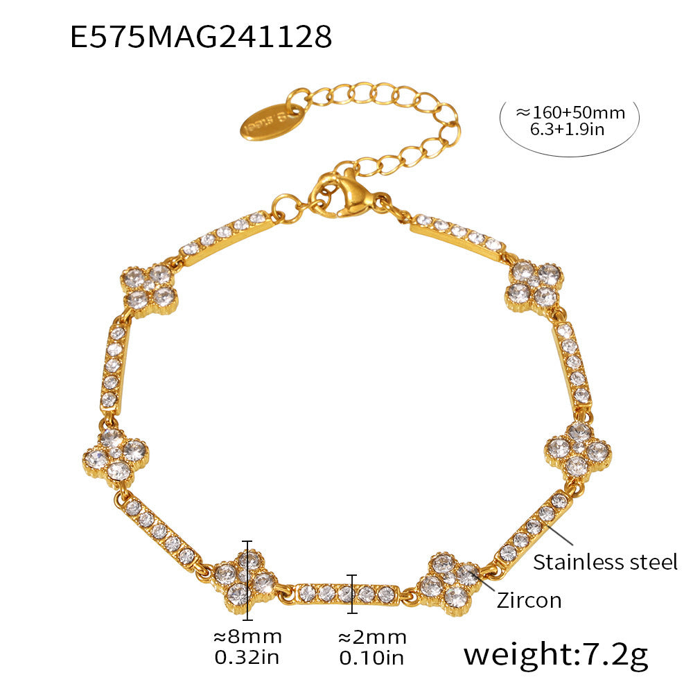 18K Gold-Plated Geometric Cubic Zirconia Bracelet Designs