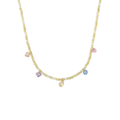Natural Stone Beaded Charm Necklace
