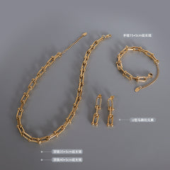 Geometric Link Necklace, Bracelet or Stud Earrings