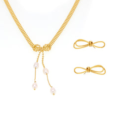 18K Gold-Plated Bow Necklace or Stud Earrings