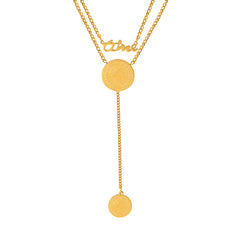 18K Gold-Plated Layered Coin Lariat Necklace