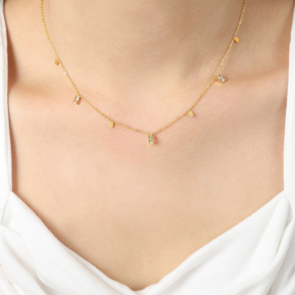 Rectangular Cubic Zirconia Accent Necklace