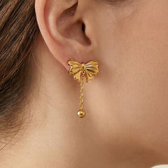 Bow and Heart Drop Earrings or Necklace