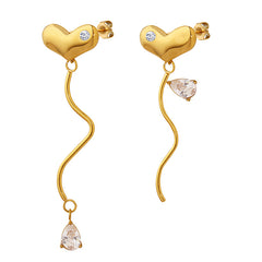 Asymmetric Heart Wave Drop Earrings