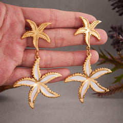 18K Gold-Plated Double Starfish Drop Earrings