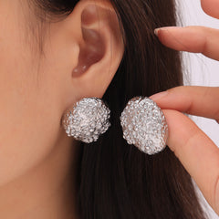 Textured Floral Disc Stud Earrings
