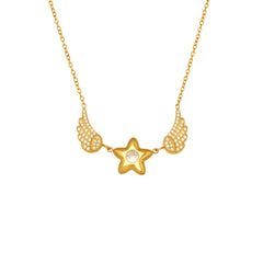 Cubic Zirconia Winged Star Pendant Necklace