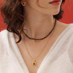 Camille Tiger-Eye Snake Layered Necklace