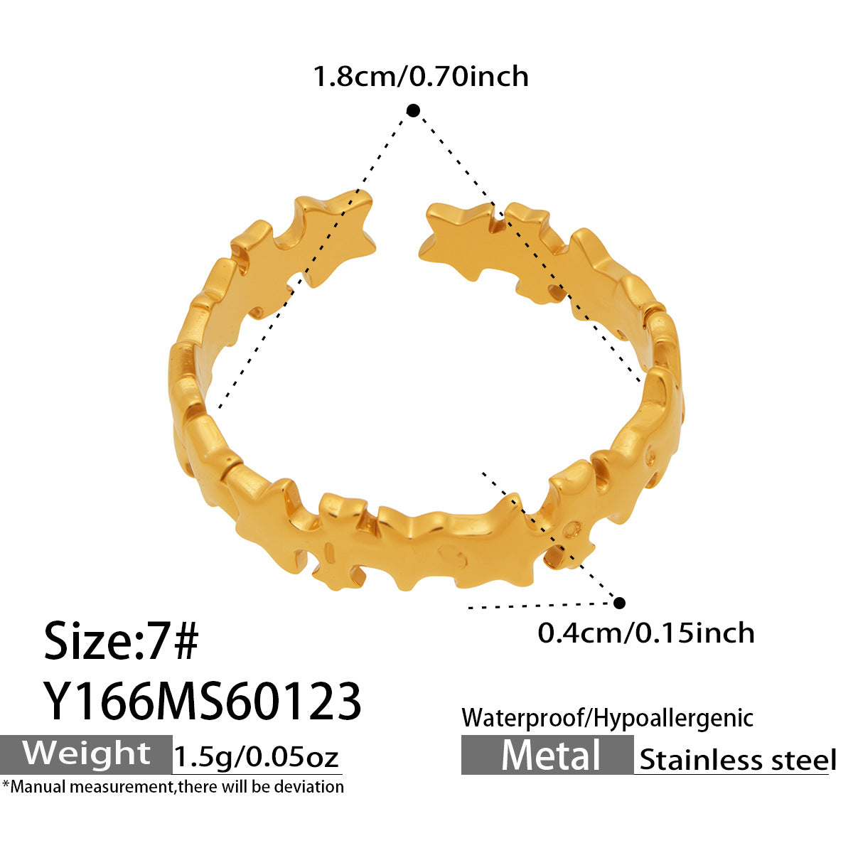 18K Gold-Plated Geometric Open Ring Designs