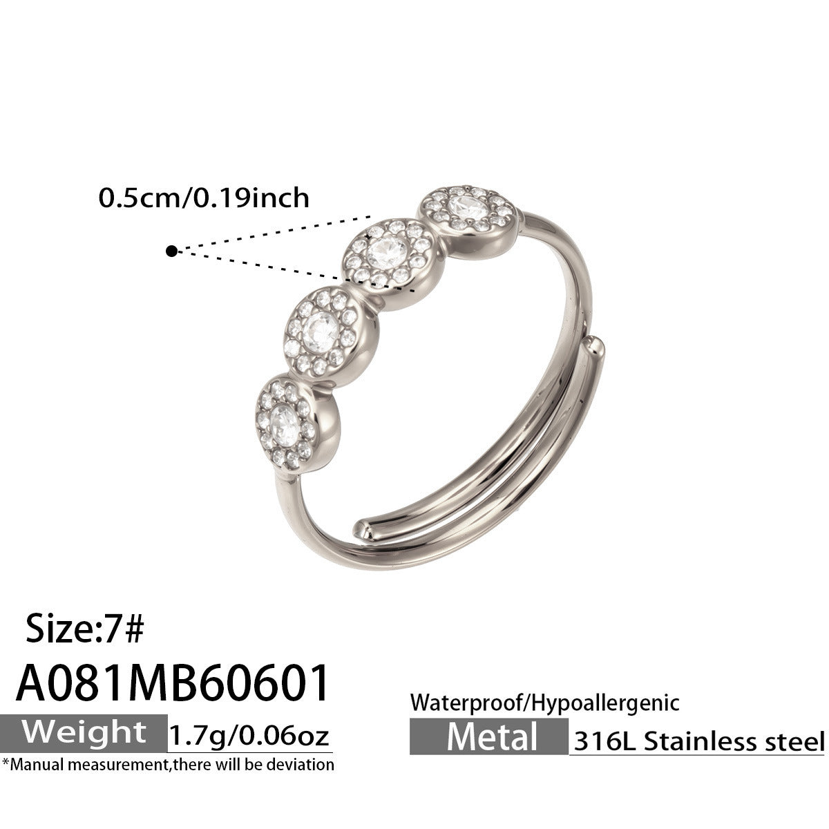 18K Gold-Plated Cubic Zirconia Five-Stone Ring