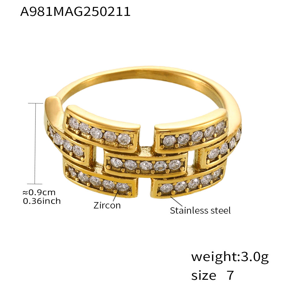 Cubic Zirconia Geometric Open Ring