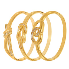 18K Gold-Plated Knot Detail Bangle Bracelet