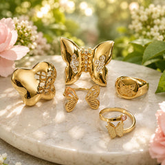 18K Gold-Plated Butterfly Ring Designs