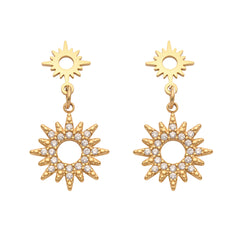 Cubic Zirconia Sunburst Drop Earrings