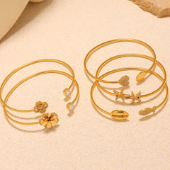 Ocean & Floral Cubic Zirconia Cuff Bracelets