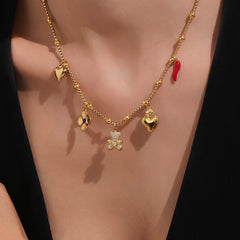 Heart & Flower Charm Necklace, Bracelet & Pendants