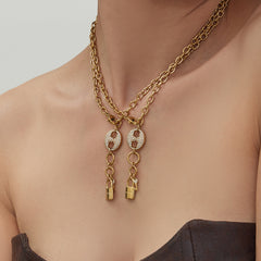 18K Gold-Plated Lock and Key Chain Necklace or Bracelet