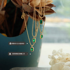18K Gold-Plated Emerald-Green Cubic Zirconia Necklace