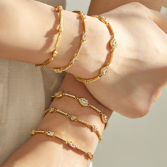 Geometric Cubic Zirconia Station Chain Bracelet