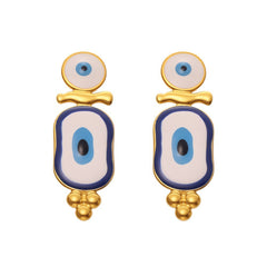 Enamel Blue Eye Drop Earrings