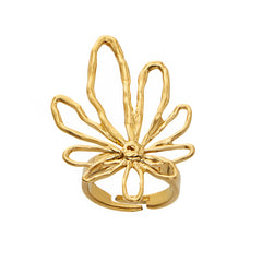 18K Gold-Plated Openwork Flower Statement Ring
