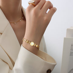 18K Gold-Plated White Shell Geometric Bracelet
