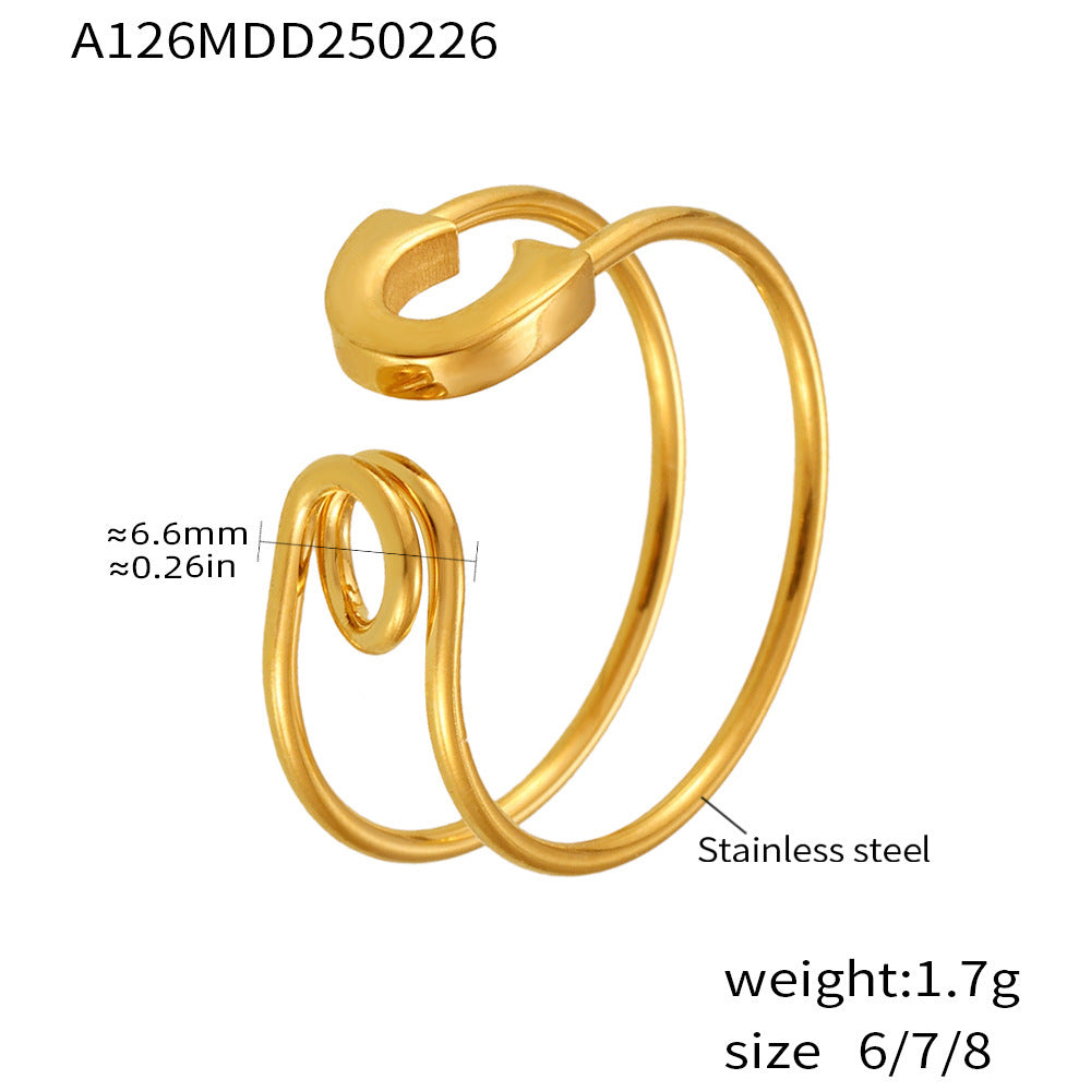 18K Gold-Plated Safety Pin Open Ring