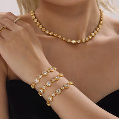 18K Gold-Plated Cubic Zirconia Link Bracelet