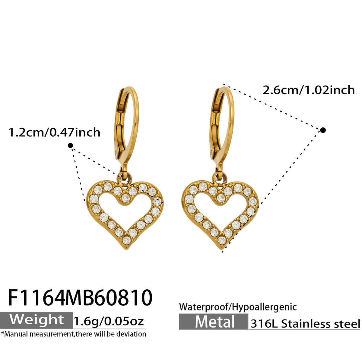 Gold-Tone Cubic Zirconia Open Heart Drop Earrings