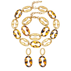 Leopard-Pattern Link Necklace, Bracelet or Earrings