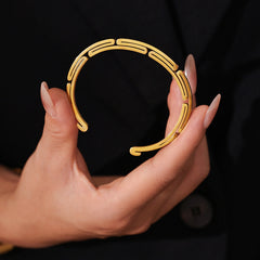 Gold-Tone Textured Open Cuff Bracelet