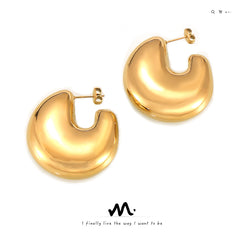 Rounded Hollow U-Hoop Stainless Steel Earrings