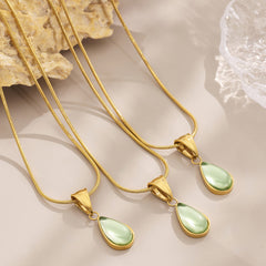 Glass Teardrop Pendant Necklace