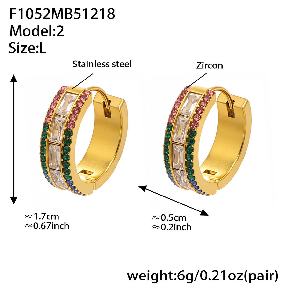 18K Gold-Plated Double-Row Cubic Zirconia Hoops