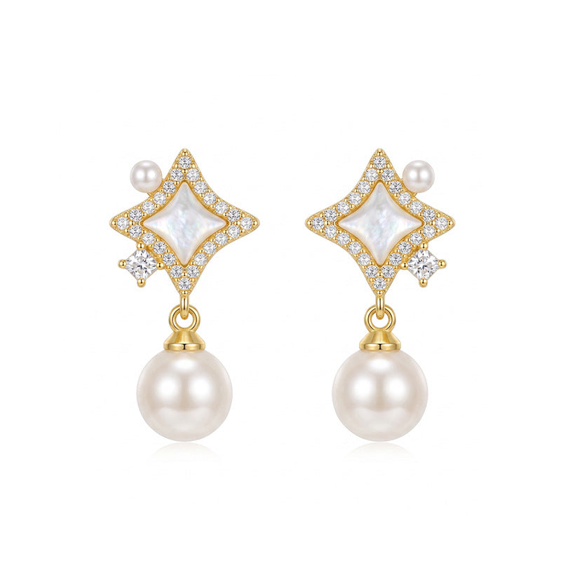 Camille Vintage-Inspired Pearl Pavé Stud Earrings