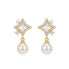 Camille Vintage-Inspired Pearl Pavé Stud Earrings